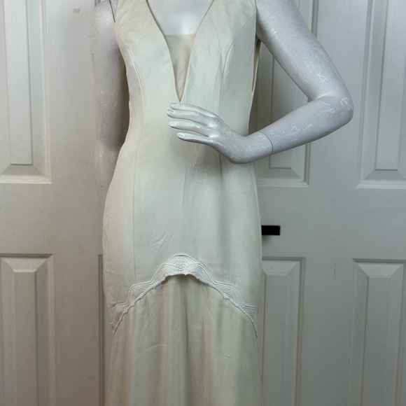RUE DE SEINE Elegant Cream Sleeveless Dress Size 10 - Picture 3 of 17